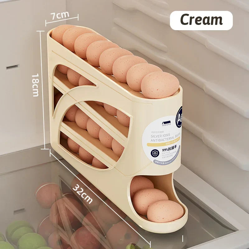 4 Layers Automatic Rolling Egg Holder Rack Storage Box Container Can Hold 30 Eggs High Quality Egg Rack Kitchen Fridge Organizer