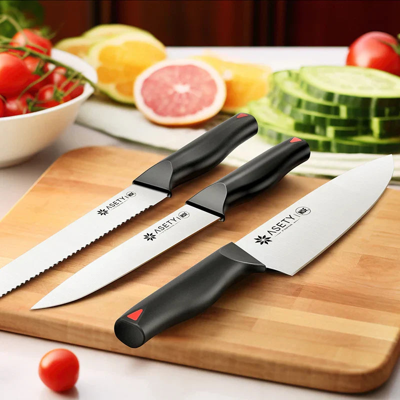15 PCS Kitchen knife Set with Bulti-in Sharpener Block - Stainless Steel Knife Block Set - Dishwasher Safe Knives Sets