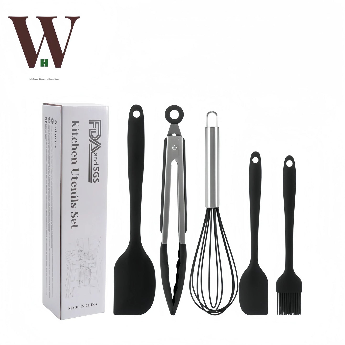 Silicone scraper 5-piece set, non stick cookware, DIY baking cake tools, kitchenware set, scraper 5-piece set