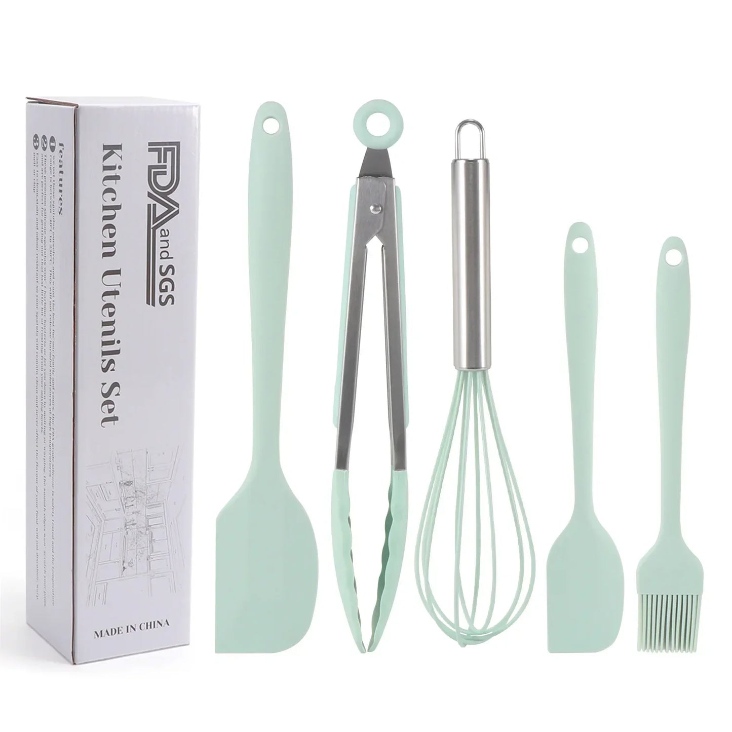 Silicone scraper 5-piece set, non stick cookware, DIY baking cake tools, kitchenware set, scraper 5-piece set