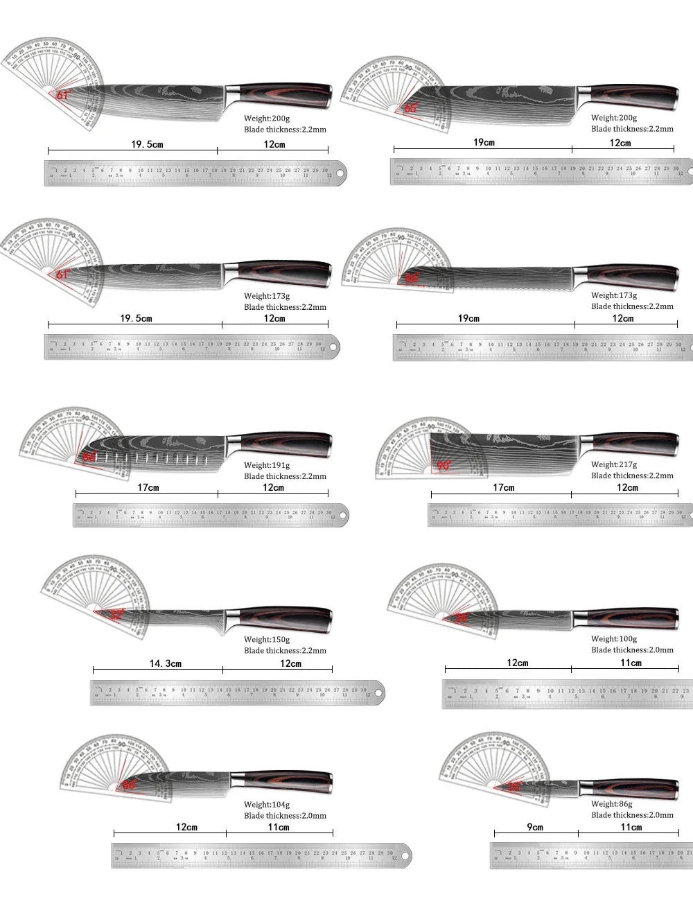 Kitchen Knife 8PCS Set With Knife Holder  Sharpening Stick, Stainless Steel Chef Knife Slicing Knife Sharp Cut Vegetables Meat