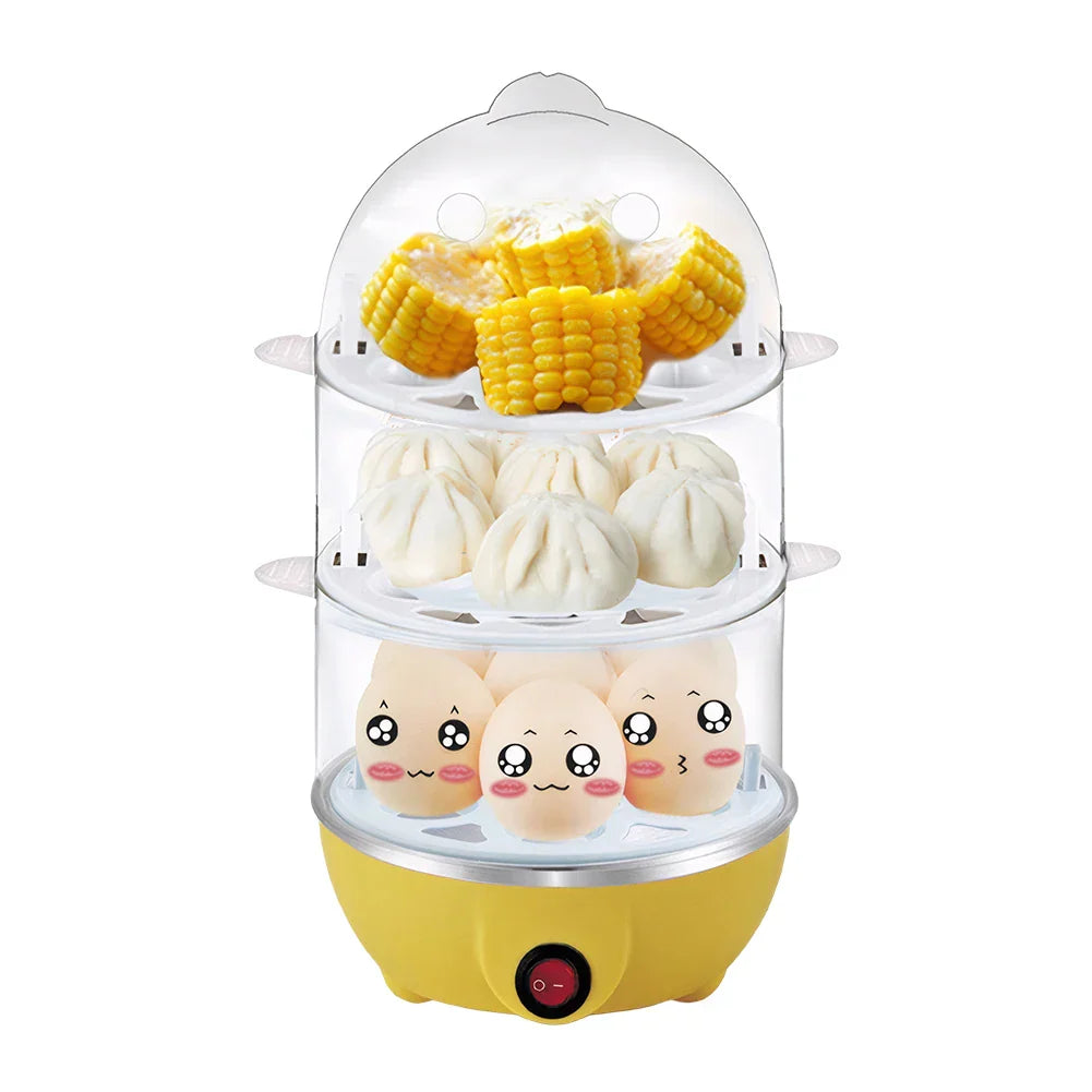 110V/220V Electric Egg Boiler Rapid Heating Mini Kitchen Poacher Auto-Off Portable Milk Steamer for Cooking Breakfast Machine
